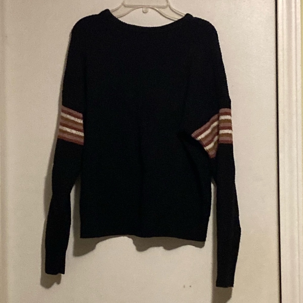Pink Rose Black Crew Neck Sweater - Picture 3 of 4